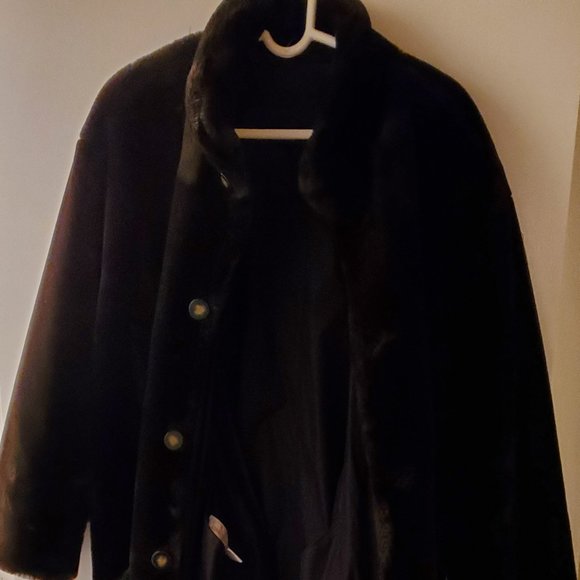 Jones New York Button Faux Fur REVERSIBLE coat Woman's Size L #15101 - Picture 1 of 14